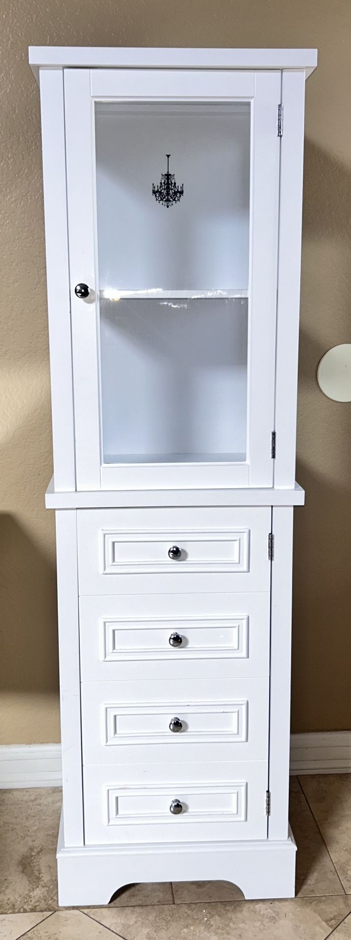 White Tall Retail Or Storage Cabinet