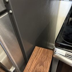 Slim Rolling Kitchen Storage Cart (Black Metal + Wood Top)