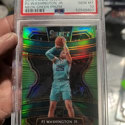 2019 Panini Select Pj Washington Jr Neon Green Prism PSA gem Mt 10