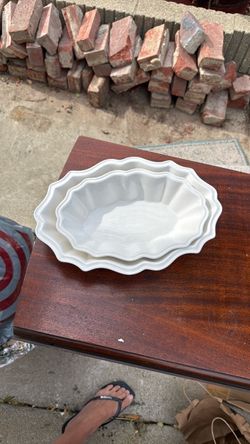 White Ceramic Dish Set of 2