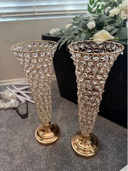 Gold and crystal large vases