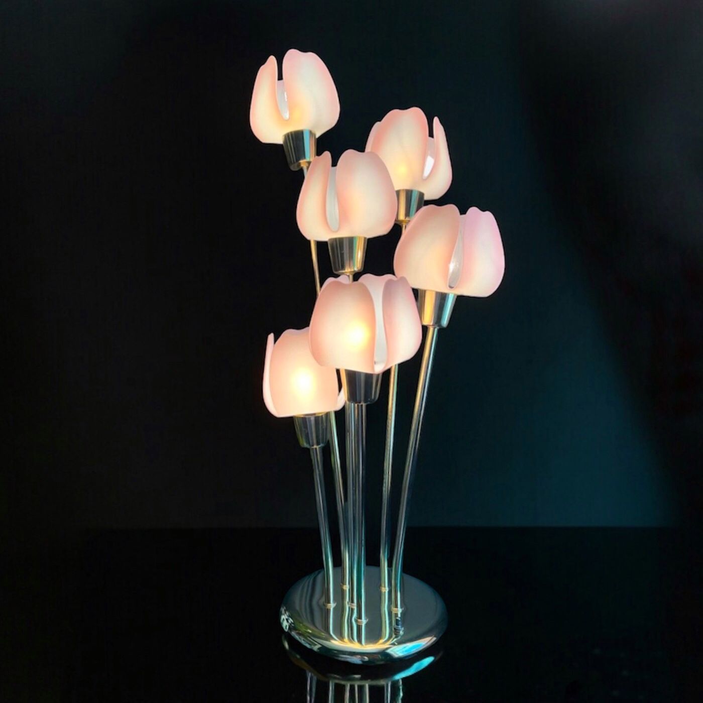 80s Tulip Lotus Lamp Vintage Postmodern Deco Hollywood Regency
