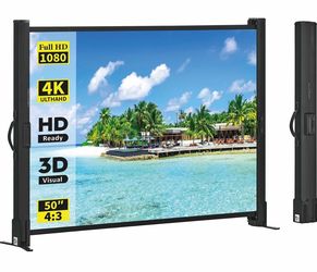 Portable Projector Screen with Stand, 50 Inch 4:3, Outdoor Projector Screen, Lightweight and Retractable, 1.2 High Gain Wrinkle-Free Video Projection 
