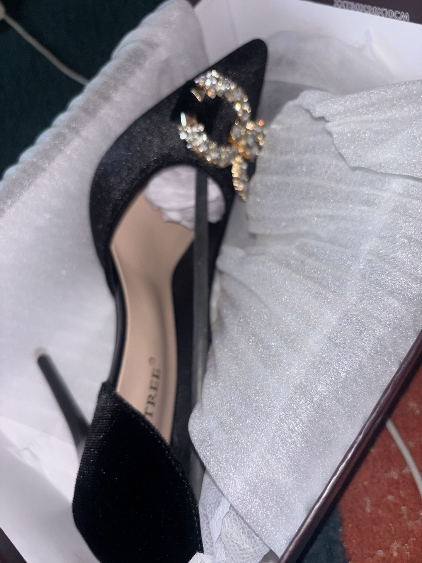 All Black Heels With Cute Diamond
