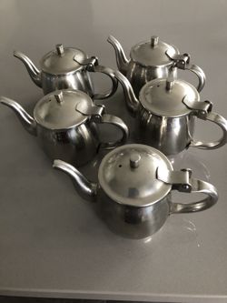 FIVE  STAINLESS STEEL CONTAINERS  - $4.00  EACH 