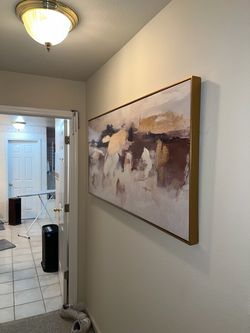 Large Abstract Canvas Wall Art Gold Frame