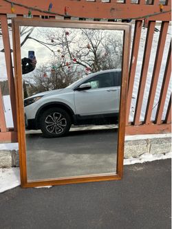 X Large Vintage Wood Framed Mirror – very heavy – approximately 42” high by 29” wide