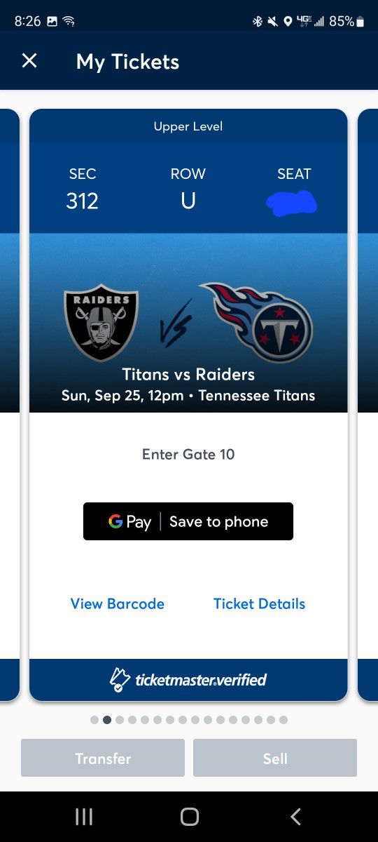 Titans vs Raiders Tickets 9/25 (Tomorrow)