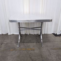 Retro Grey Laminate Dining Table with Chrome Trim