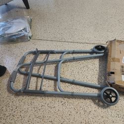 Folding Walker with 2 Skis and 5" Wheels, Lightweight Walkers for Seniors and Adults, Supports Up to 350 Pounds, Adjustable Height, Compact Standard W