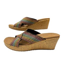Women Size 10 Skechers Slip On Wedge Sandals Luxe Foam Comfort Shoes