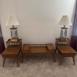 Ethan Allen 1960 Coffee Table Matching End Tables 