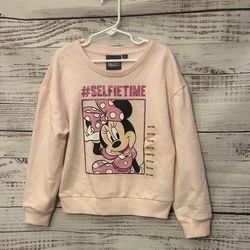 New Girls pink Minnie Mouse Sweatshirt size Medium 7-8