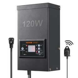 120W Low Voltage Landscape Transformer with Timer and Photocell Sensor, Waterproof Landscape Lighting Transformer, 120V AC to 12V AC for Outdoor, Spot