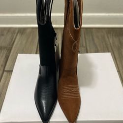 $25 each pair! Women cowboy boots new in box size 8.5 in brown and 9 & 10 in black