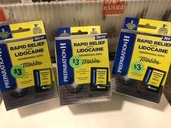 Preparation H rapid relief with lidocaine totables wipes