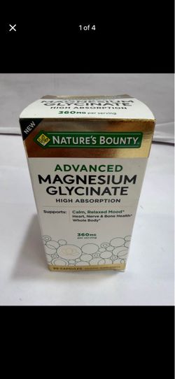 Nature's Bounty ADVANCED Magnesium Glycinate 360mg-90 Caps- High Absorption-NEW!