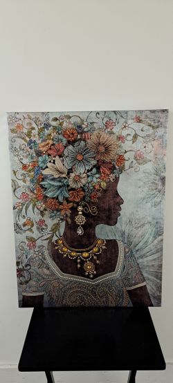 Bejeweled Floral Canvas Painting Picture 