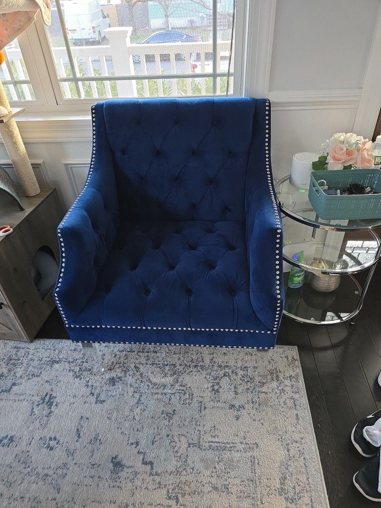 Blue Velvet Accent Chairs Set Of 2
