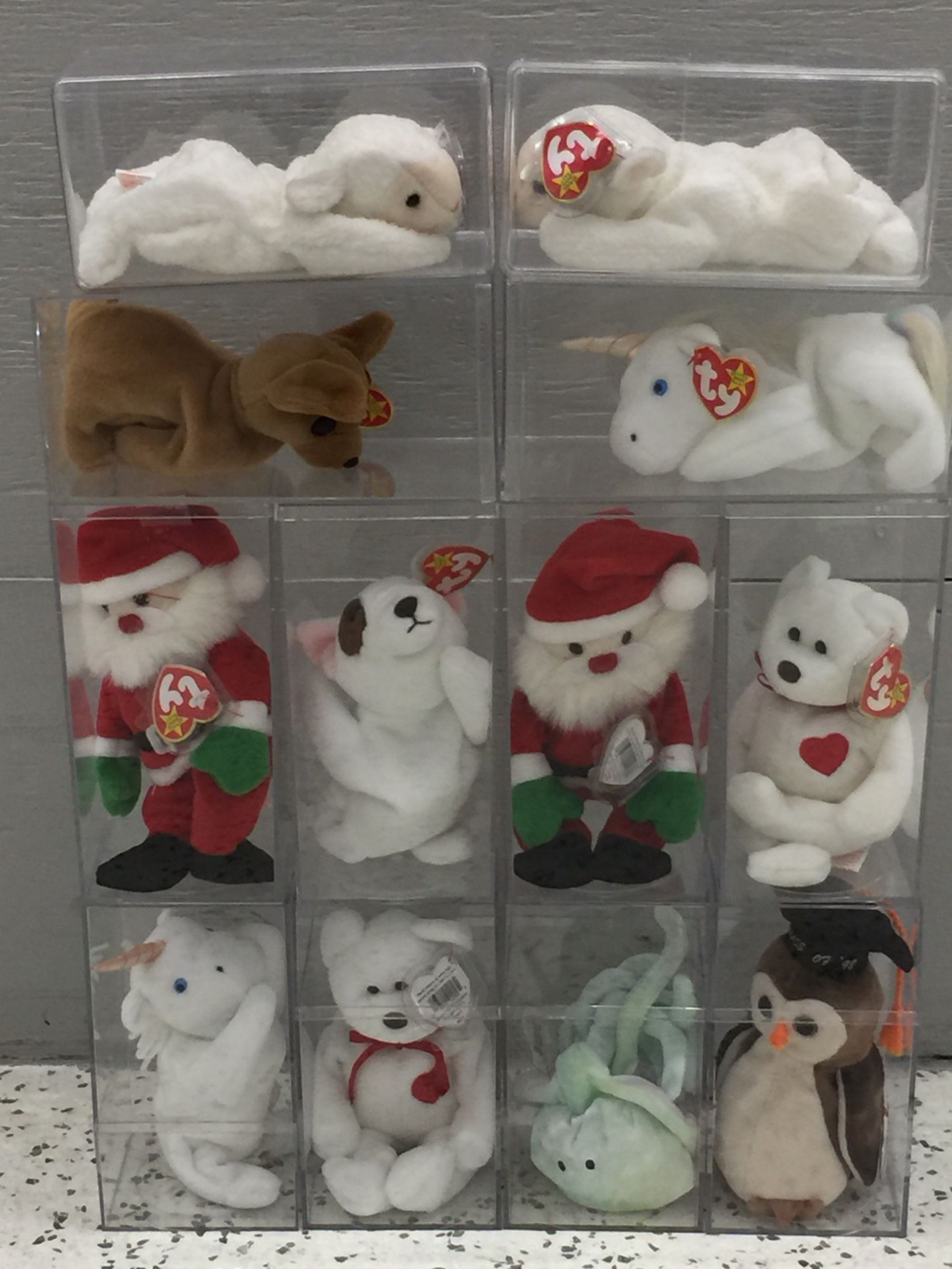 12 Beanie Babies in Protective Cases