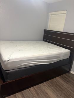 Queen Bed Frame with Bamboo Mattress