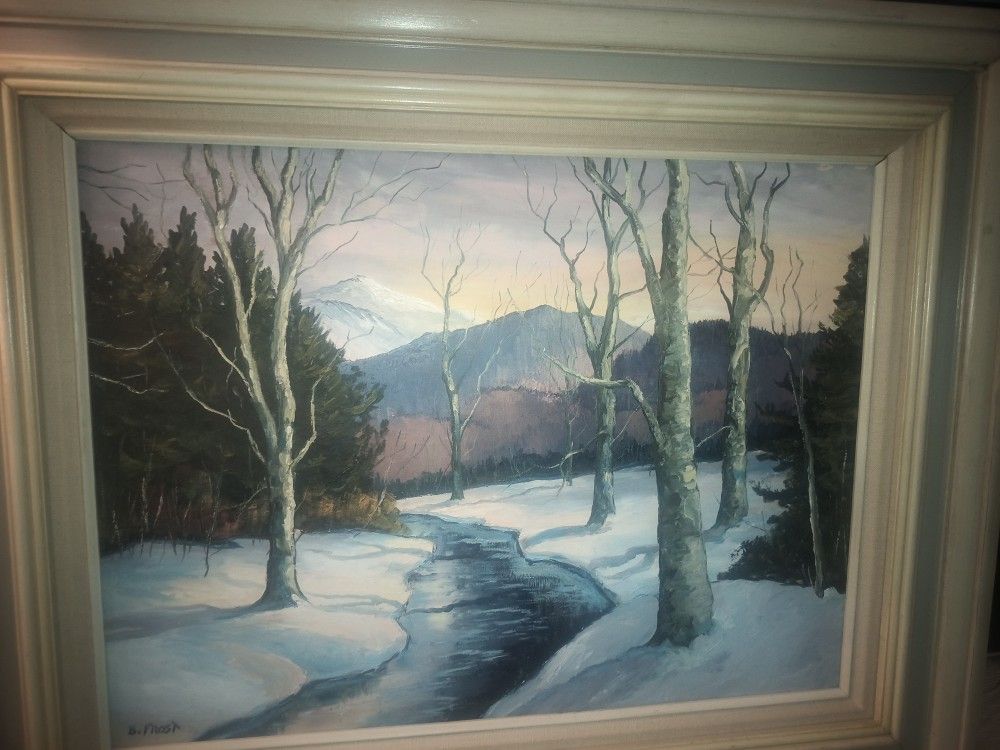 B. Frost Winter Scene Original Painting