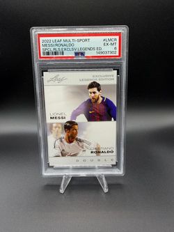 Messi / Ronaldo Exclusive Legends Edition 2022 Leaf PSA 6