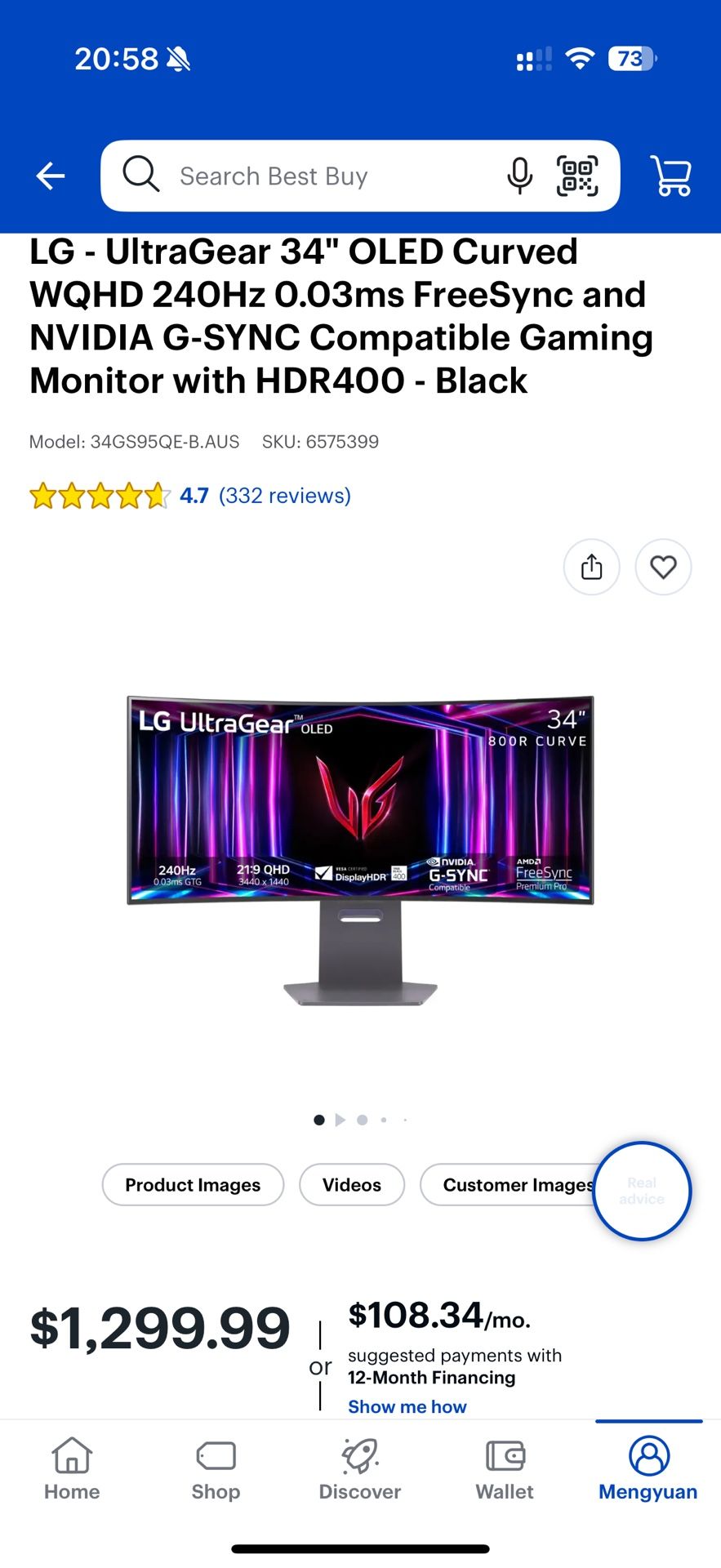 LG - UltraGear 34" OLED Curved WQHD 240Hz 0.03ms FreeSync and NVIDIA G-SYNC Compatible Gaming Monitor with HDR400 - Black