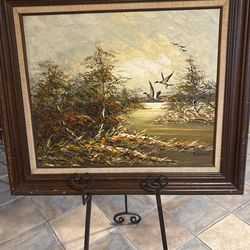 Oil painting with sign size 28 x 33