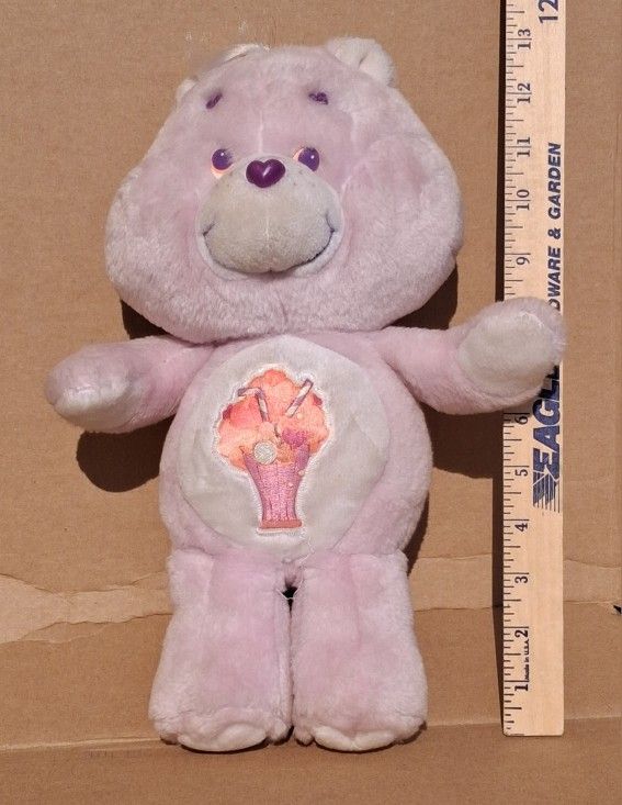Vintage 1985 Sharebear Care Bear Stuffed Plush Milkshake Purple