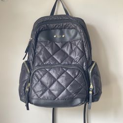 Tutilo New York Backpack in Black Quilted Patent Faux Leather Medium
