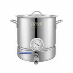 Stainless Steel Kettle, 5 GALLON Brewing Pot, Tri Ply Bottom for Beer, Brew Kettle Pot, Home Brewing Supplies Includes Lid, Handle, Thermometer, Ball