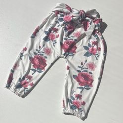 Floral Kids Pant with Bow Belt Size 3-6 Months