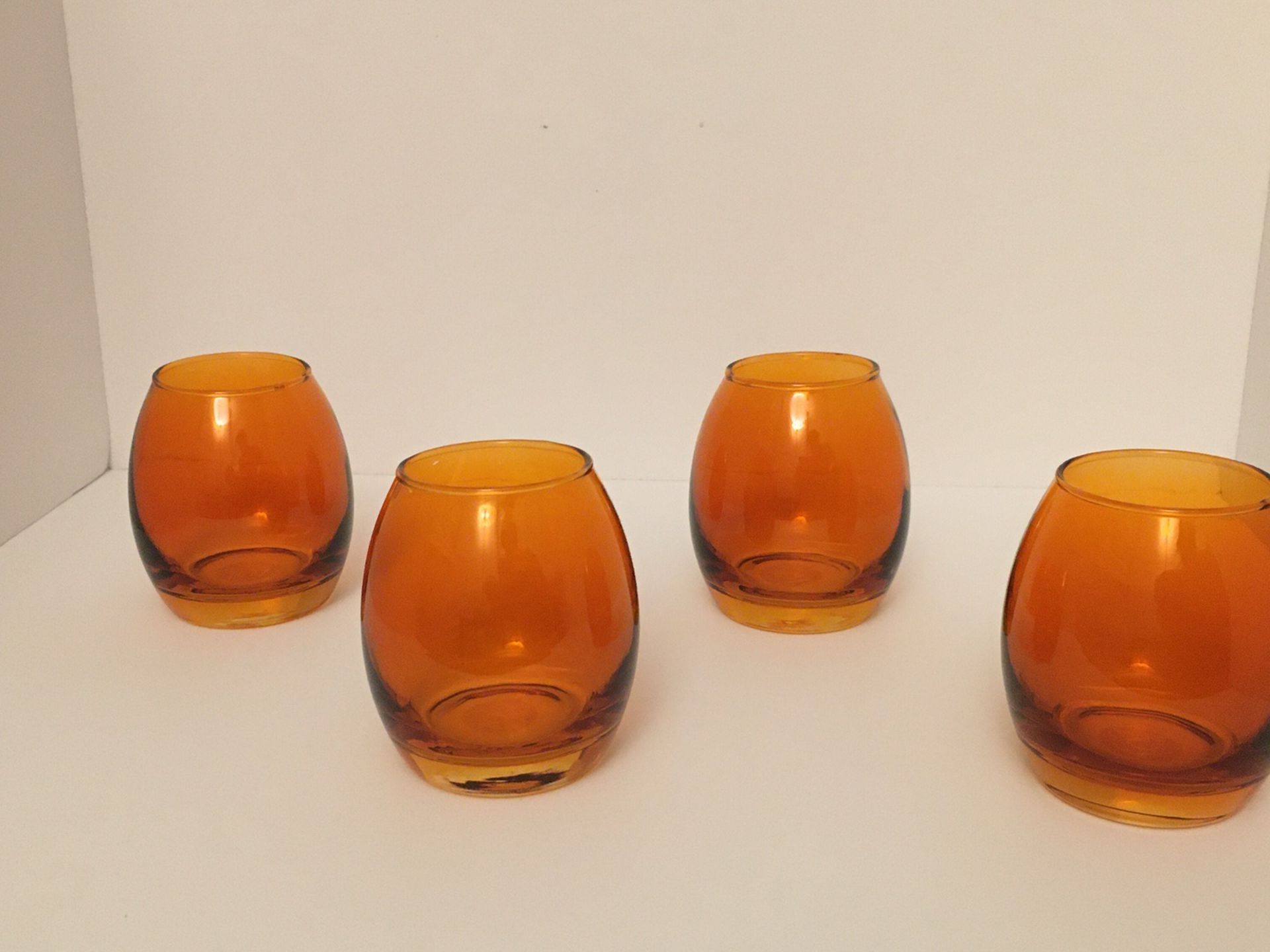 Orange Glass Votive/Tealight Candle Holder (set of 4)