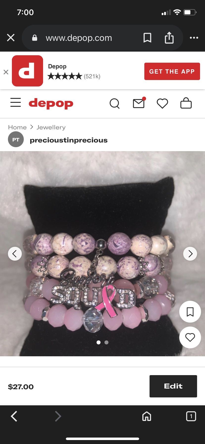 Breast Cancer Awareness Bracelet