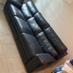 Newport 3 Piece Power Reclining Blue Leather Sofa 