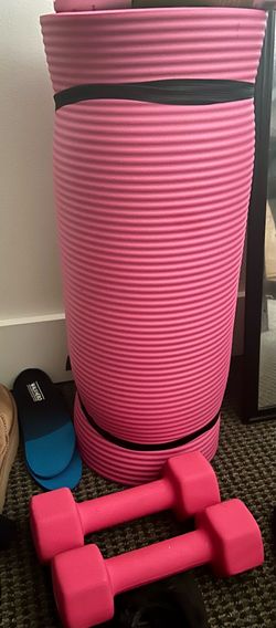 $10 for yoga mat & dumbbells