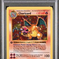9.5 Grade 1999 Pokemon Holographic Charizard Rare 1st Edition Collection Card 