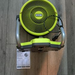 Ryobi Cordless Hybrid Whisper Series 12" Misting Air Cannon Fan 

ONE + 18V

Model PCL850

NEW 

Tool only 

Sells for $149.99 tool only at home Depot