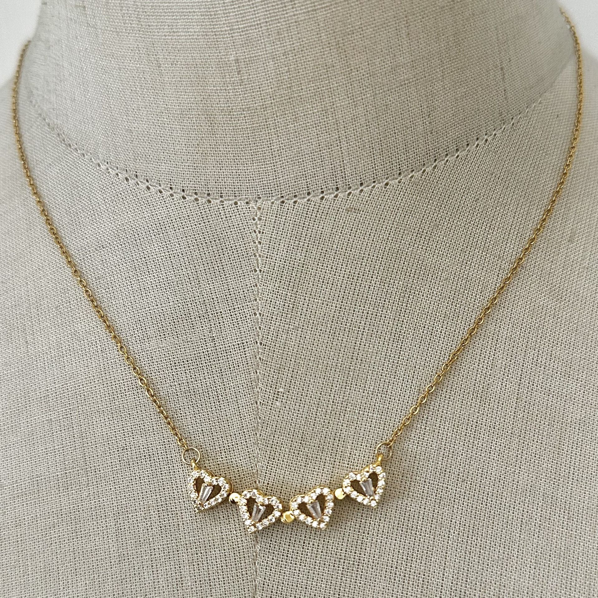 Gold Plated Heart Crystal Necklace