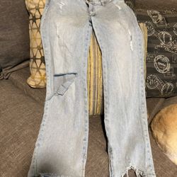 Worn Once VIBRANT M.I.U. Distressed Jeans With Split & Frayed Hems Size 15/31 Regular Length 