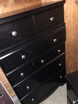 Bedroom set including headboard entertainment stand one nightstand and dresser