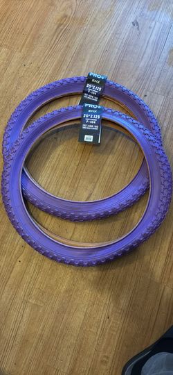 BMX bike gt Dyno purple tires with tubes and rim tape