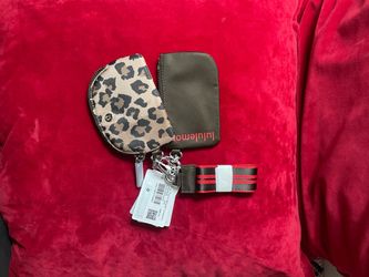 Lululemon Dual Pouch Wristlet True Leopard Brown Red NEW