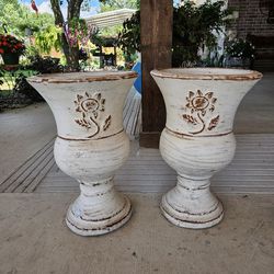 White Medium Size Urns Clay Pots, Planters, Plants. Pottery, Talavera $70 cada una