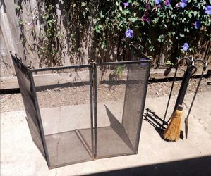 Chimney heavy duty iron tools plus screen. (6 pieces set)