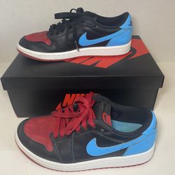 Authentic Nike Air Jordan 1 Retro Red Black and Blue OG Low Top Size 7W/5.5M