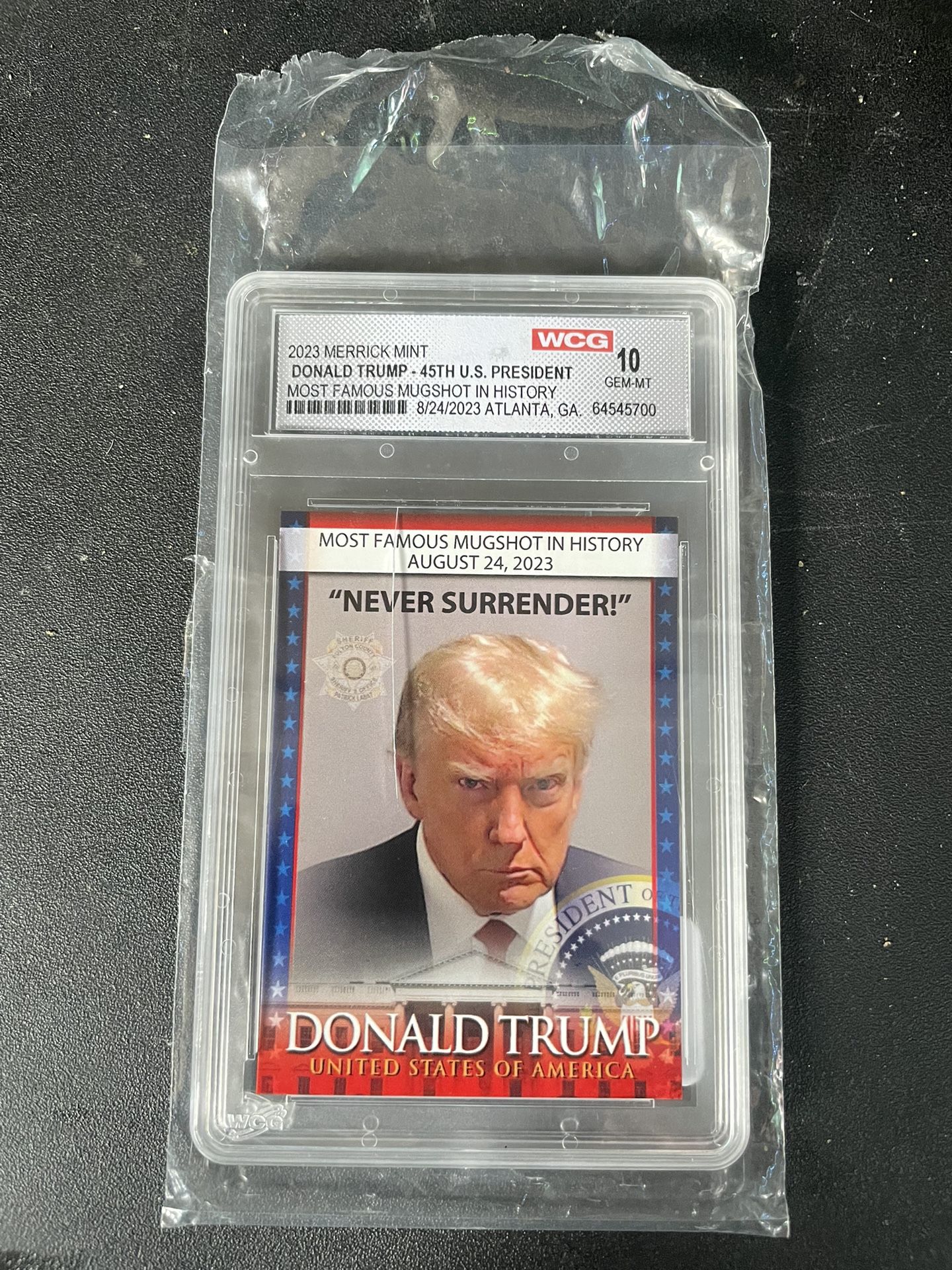 Donald Trump Most Famous Mugshot In History Collector Card GEM-MT 10 By WCG