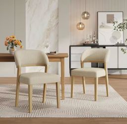 Dining Chairs with Solid Wood Frame, Set of 2