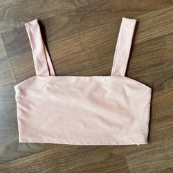 Forever 21 Peach Sleeveless Croptop Cami Large Stretch Bodycon Cropped Tank Top